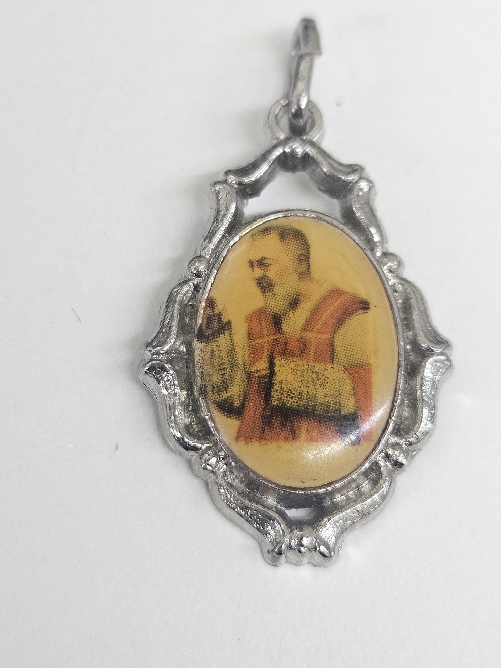 St Padre Pio Oval Pendant/Charm in Silver Tone. Relic.